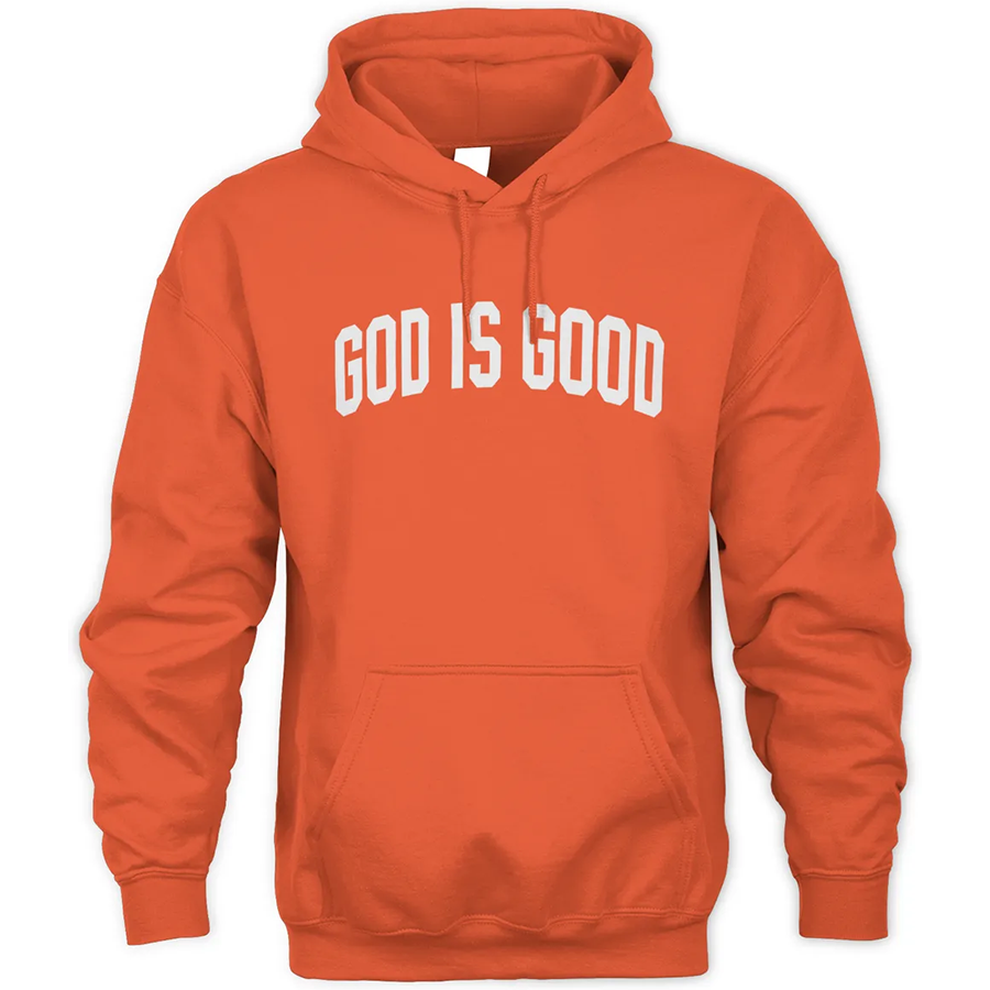 God is God Christian Hoodie in orange color