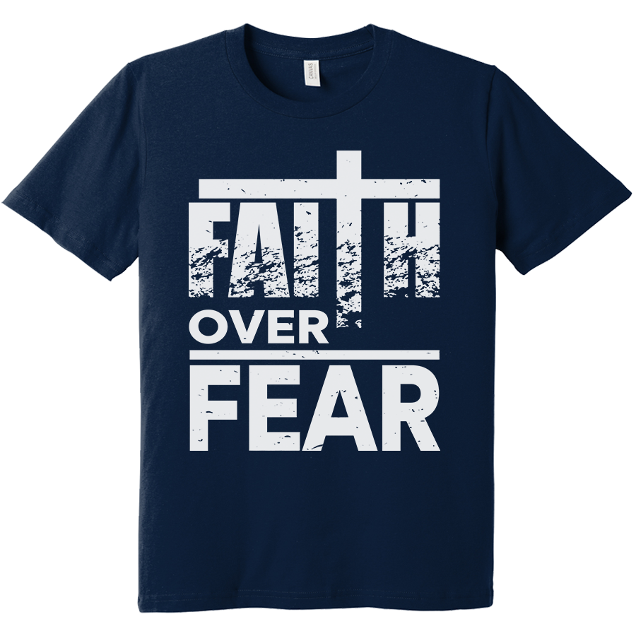 Faith Over Fear Men's Christian Shirt in navy color