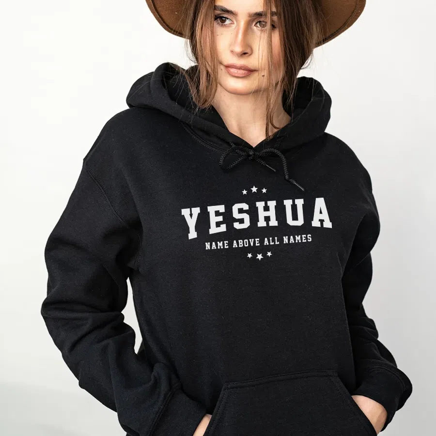 Yeshua Name Above All Names Christian Hoodie in black color