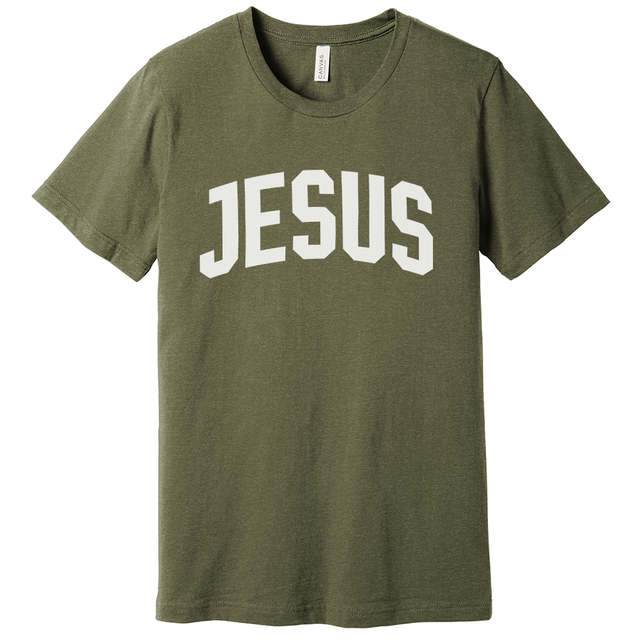 Jesus Women’s Christian Shirt in heather olive color