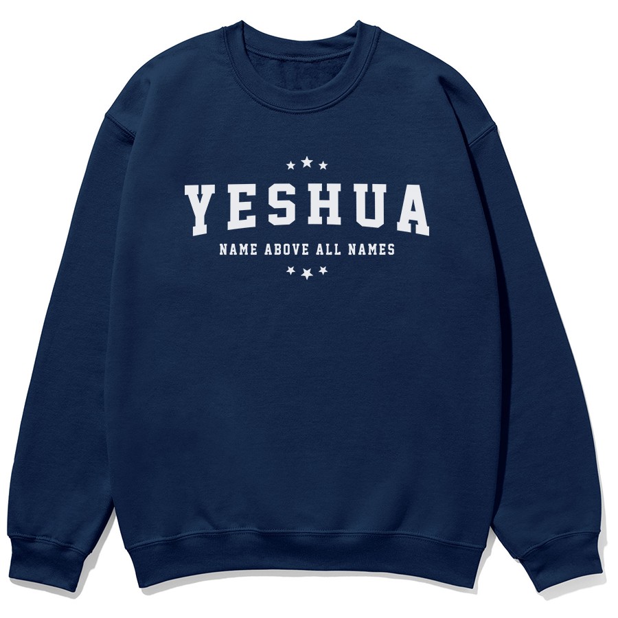 Yeshua Name Above All Names Unisex Sweatshirt in navy color