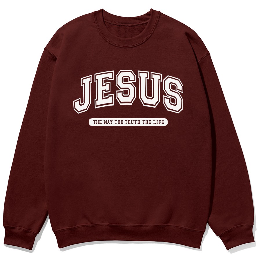 Jesus The Way The Truth The Life unisex sweatshirt in maroon color
