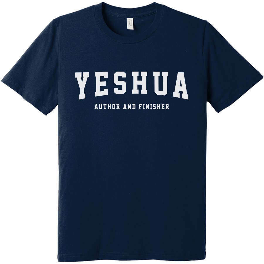 Yeshua Author And Finisher Men’s Christian Shirt in navy color