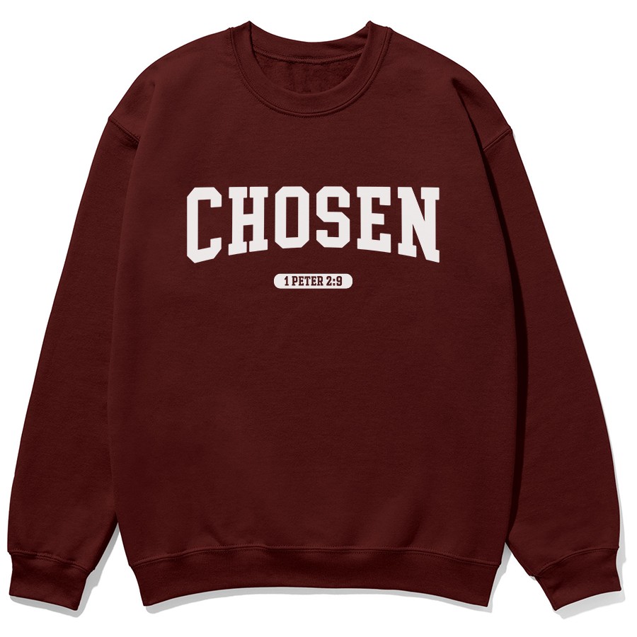 Chosen Christian sweatshirts in maroon color
