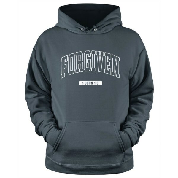 Forgiven Christian Hoodie in charcoal color