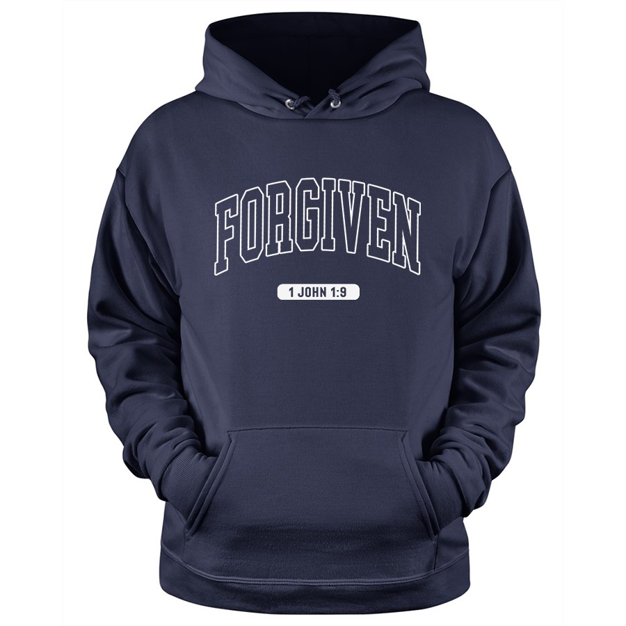 Forgiven Christian Hoodie in navy color