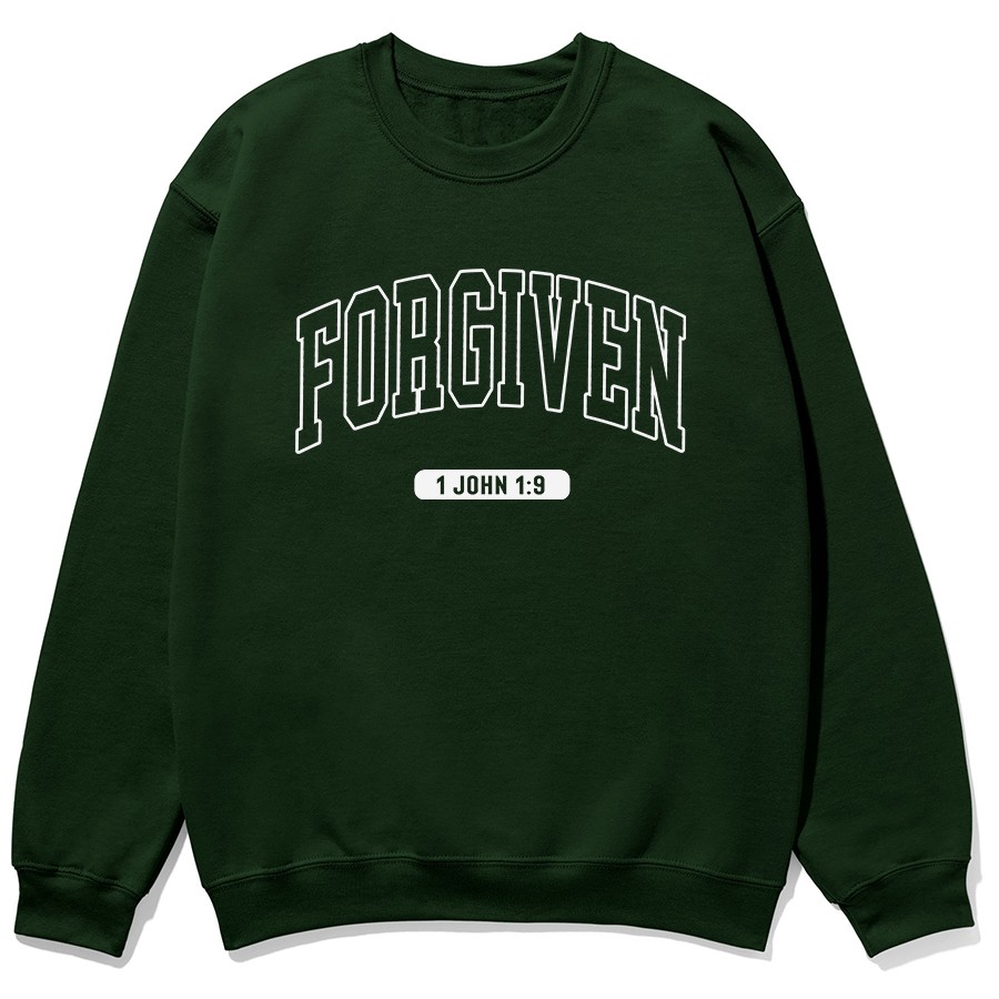 Forgiven Christian sweatshirt in forest color