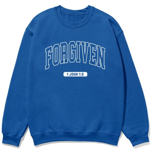 Forgiven Christian sweatshirt in royal blue color