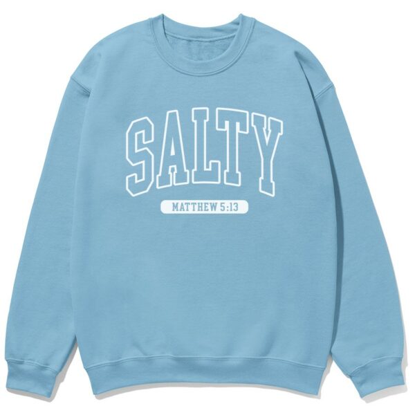 Salty Christian sweatshirt in light blue color