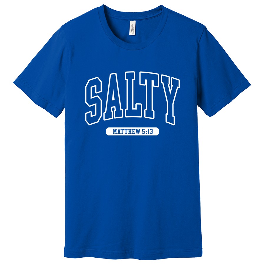 Salty Women's Christian shirt in royal blue color