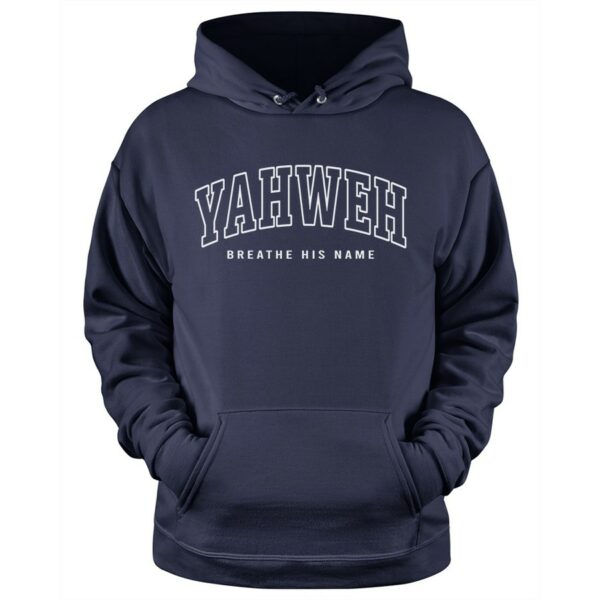 Yahweh Breath His Name Christian hoodie in navy color