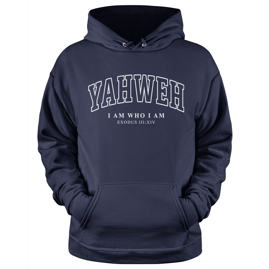 Yahweh I Am Who I Am Christian hoodie in navy color