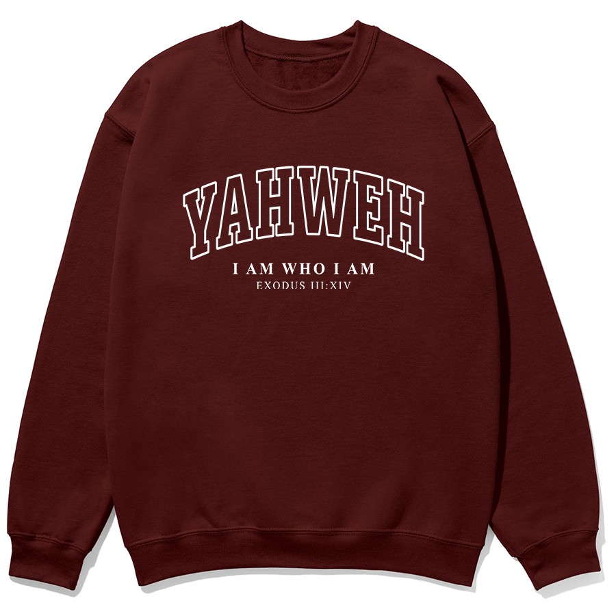 Yahweh I Am Who I Am Unisex Sweatshirt in maroon color