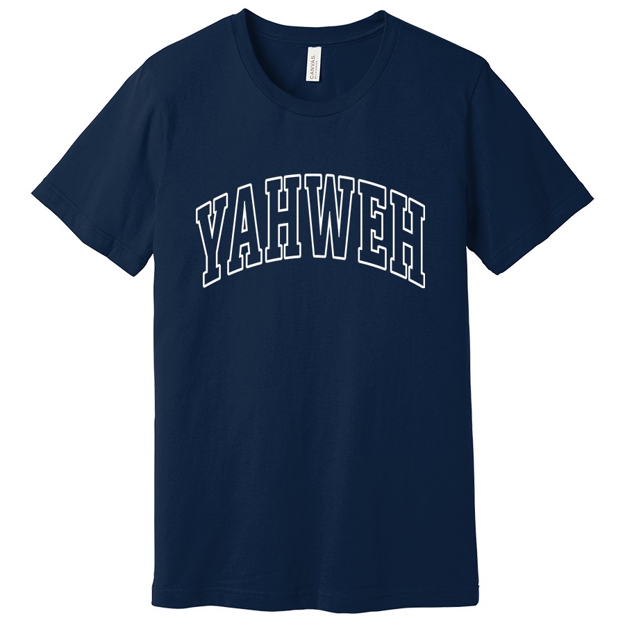 Yahweh women's Christian shirt in navy color