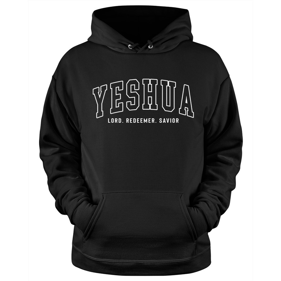 Yeshua Lord Redeemer Savior Christian Hoodie in black color