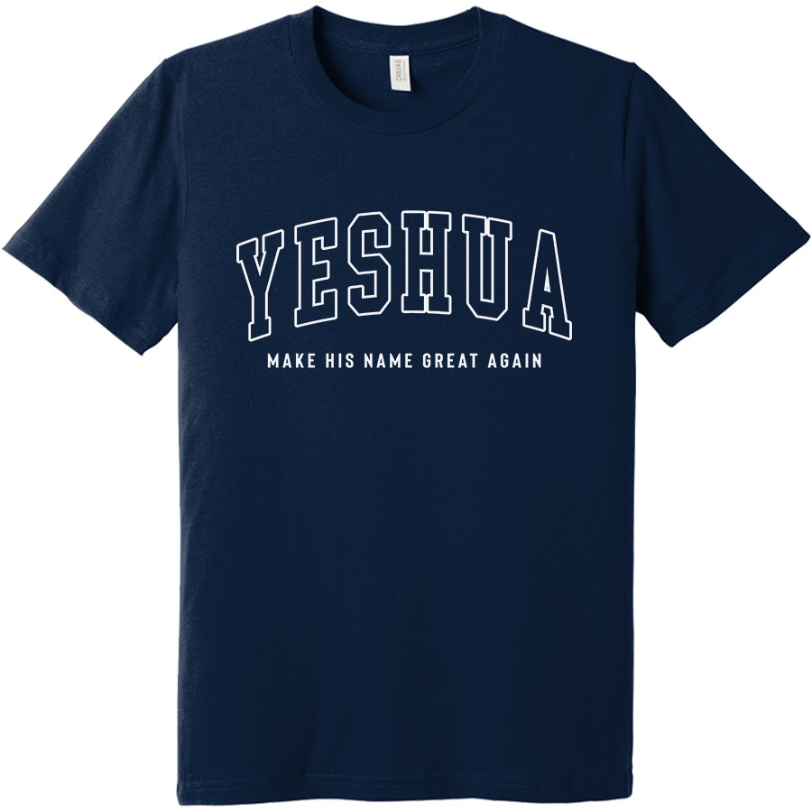Yeshua Make His Name Great Again Men’s Christian Shirt in navy color